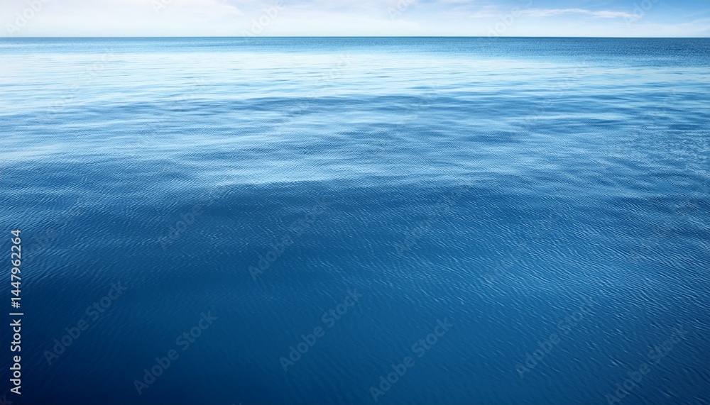 Fototapeta premium Serene Ocean Surface Calm Waters, Blue Horizon, Peaceful Sky