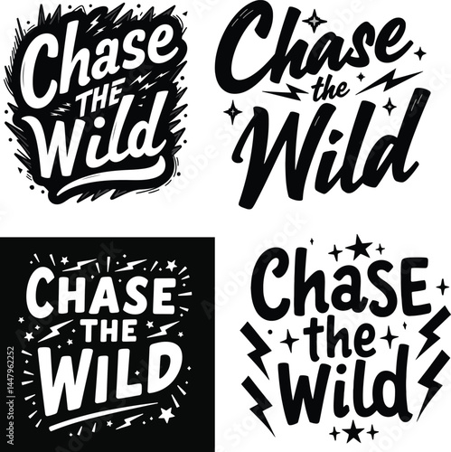 Typography T shirt design, thing big, dream big, stay wild, chase the wild motivational speech vector