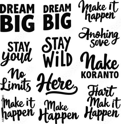 Typography T shirt design, thing big, dream big, stay wild, chase the wild motivational speech vector