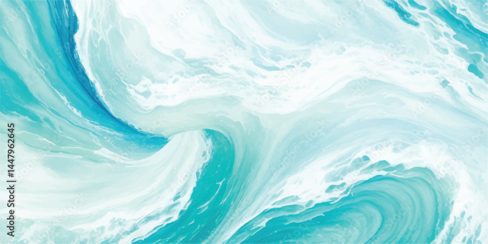 Obraz premium Soft watercolor wave background with pastel blue and green gradients. Perfect for spa branding, social media graphics, and serene designs.