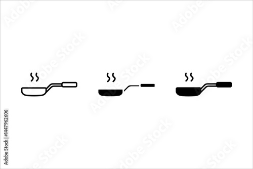 frying pan vector icon set in black color. vector illustration on white background.