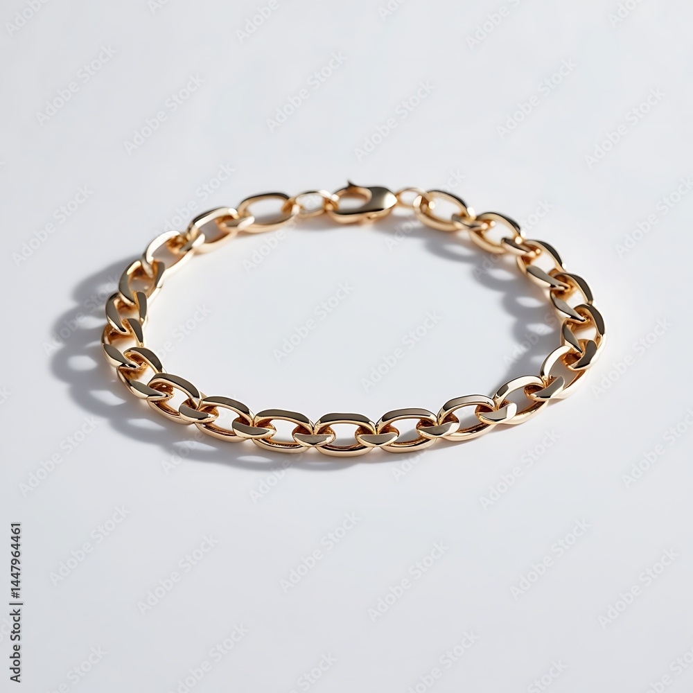 Thick Gold Chain Is Displayed On A White Background, Casting A Soft Shadow, Statement Fashion Accessory Thick Gold Chain Is Displayed On A White Background, Casting A Soft Shadow, Statement Fashion Accessory
