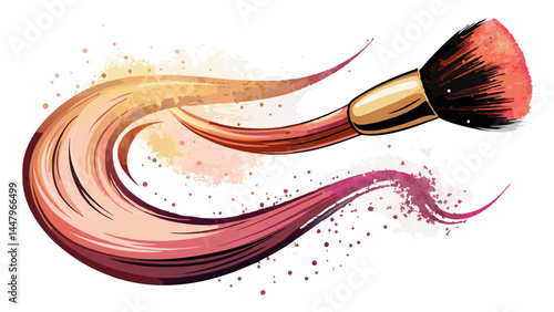 A brush swirls softly through loose shimmer dust.
Minimal color, maximum beauty impression.
White background brings focus to each stroke.
Great for cosmetic ads and minimalist designs.

