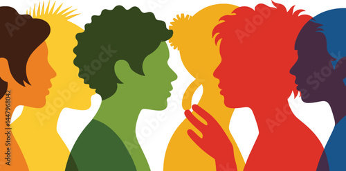 Colorful silhouette people in conversation