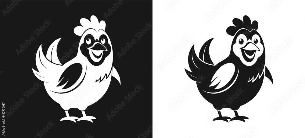 Black And White Cartoon Chicken Illustration Vector Graphic Design Element Black And White Cartoon Chicken Illustration Vector Graphic Design Element