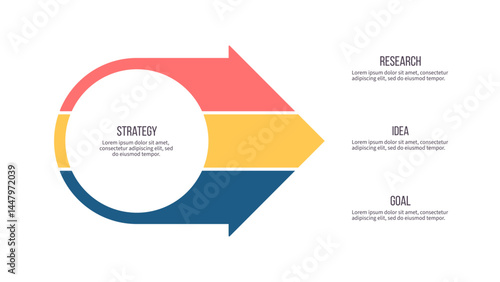 Business infographic template. Arrow chart with three options, steps. Vector chart.
