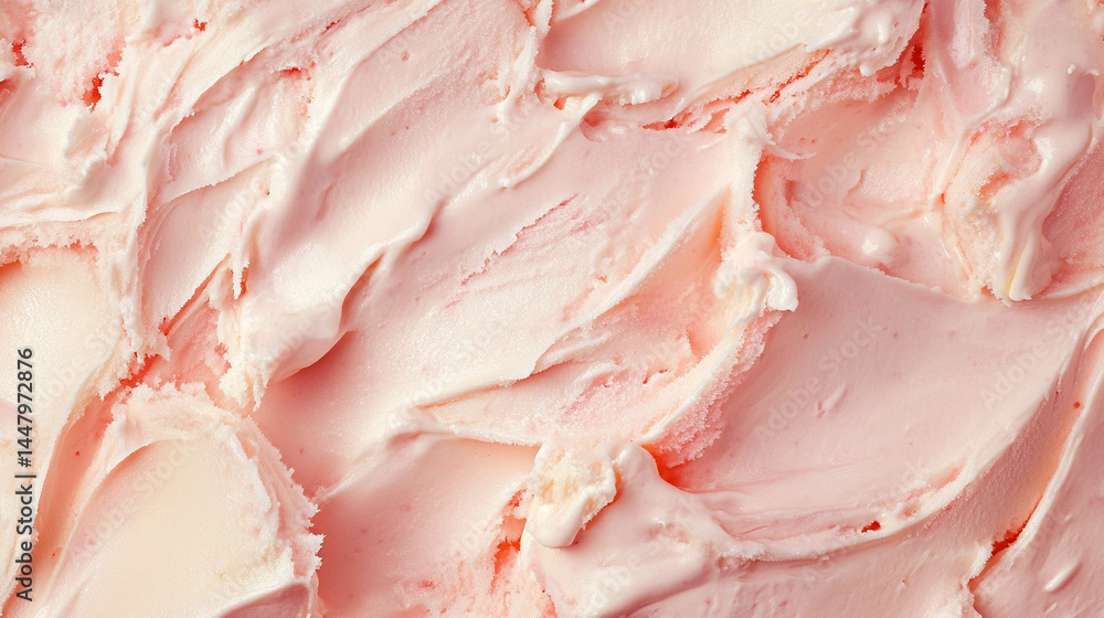 Creamy strawberry ice cream close-up for background