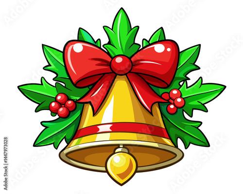 christmas bells with holly