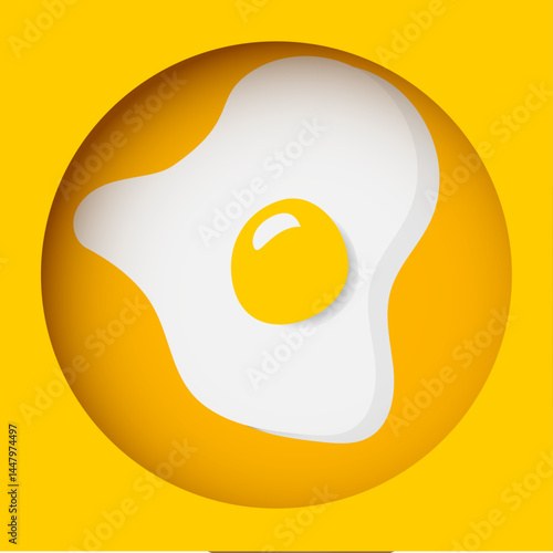 fried egg, cooking vector illustration 