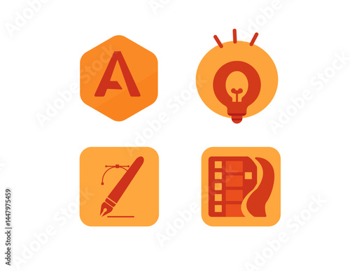  Creative Design and Multimedia Icon Set – Flat Orange Style