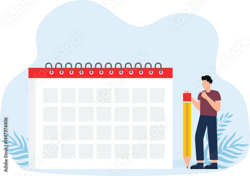 Organizing daily tasks and putting mark on calendar, Business daily tasks and project meetings concept,

