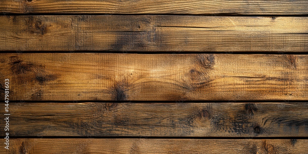 Naklejka premium Wood planks with a natural finish showcase rich textures and warm tones in a rustic setting