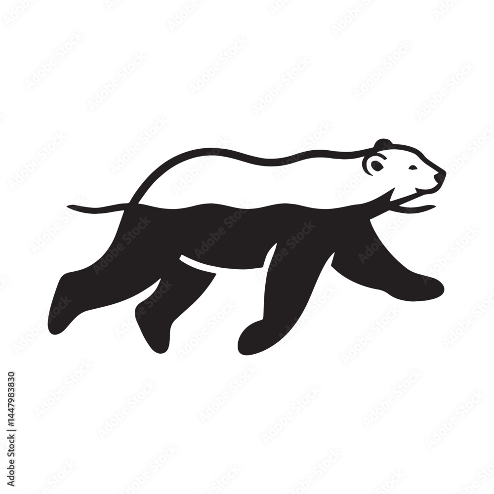 Fototapeta premium Unique vector artwork featuring bold polar bear outline – polar bear silhouette – polar bear vector – polar bear illustration – silhouette of swimming polar bear