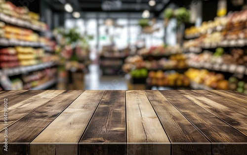 Fresh fruits and vegetables on a wooden table at a market or cafe