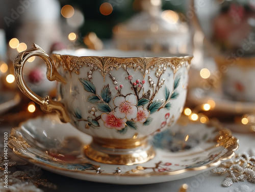 An elegant gold coffee cup ...