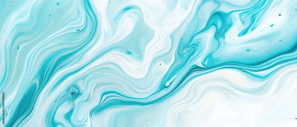 Abstract fluid art with swirling turquoise and white paint creating a mesmerizing marble effect background capturing movement and depth in a contemporary style Abstract fluid art with swirling turquoise and white paint creating a mesmerizing marble effect background capturing movement and depth in a contemporary style