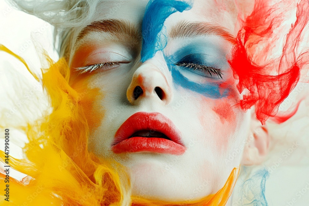 Phantom vision. Metaphorical solvent inhalation feelings of a mental illusion. Mysterious vision. Hallucination - due to solvent inhalation: abstract image of human state. Mysterious illness.