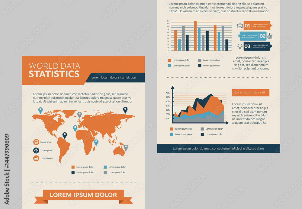 Orange Data Visualization Map Orange And Beige Analytical World Map Data Infographic Stock Template ...