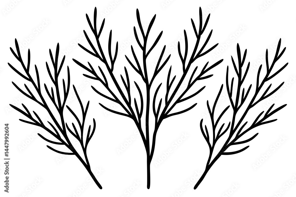 Obraz premium Nature-Inspired Frosted Branches Line Art