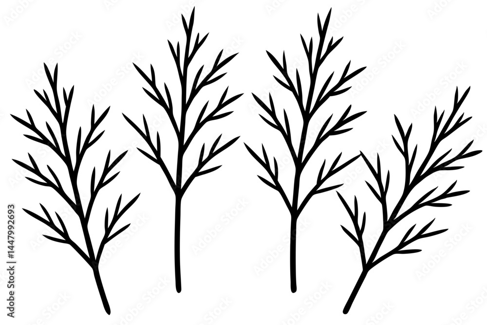 Obraz premium Nature-Inspired Frosted Branches Line Art