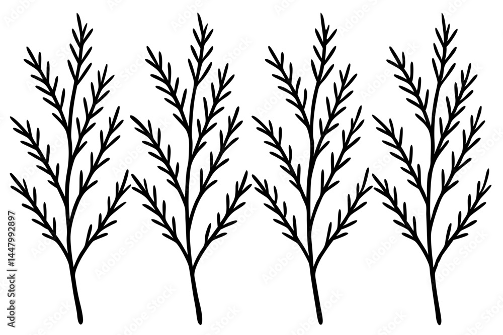 Fototapeta premium Nature-Inspired Frosted Branches Line Art