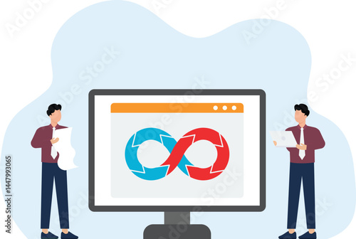 Developers and DevOps, Characters working in Software Development Industry concept,
