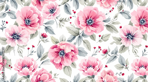 Floral seamless pattern, watercolor flowers
