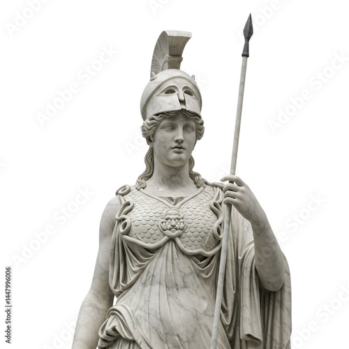 Marble statue of Athena isolated on a white background