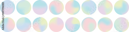 Collection of pastel colorful gradient blurry swatches