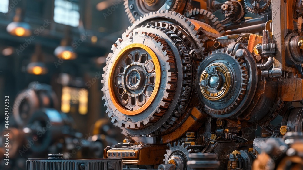 Detailed close-up view of intricate mechanical gears and cogs. Detailed close-up view of intricate mechanical gears and cogs.