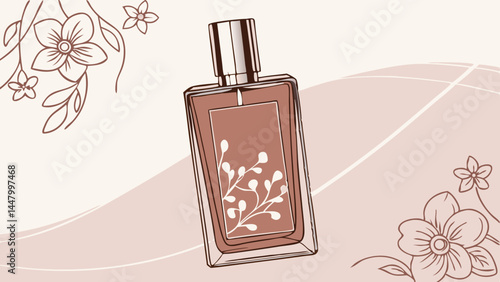 perfume bottle and flowers