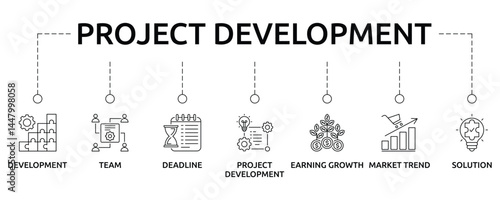 project development banner with icon and keywords