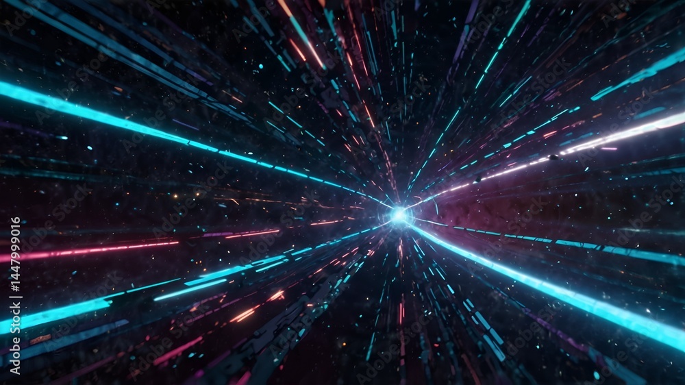 Obraz premium 🚀✨ Enter the Warp Zone: Dive Into Hyperspace with Stunning Light-Speed Streaks! 🌌💫 Get Lost in a Sci-Fi Dream Tunnel of Stars and Motion! 🌠🌀 #SpaceVibes #SciFiMagic
