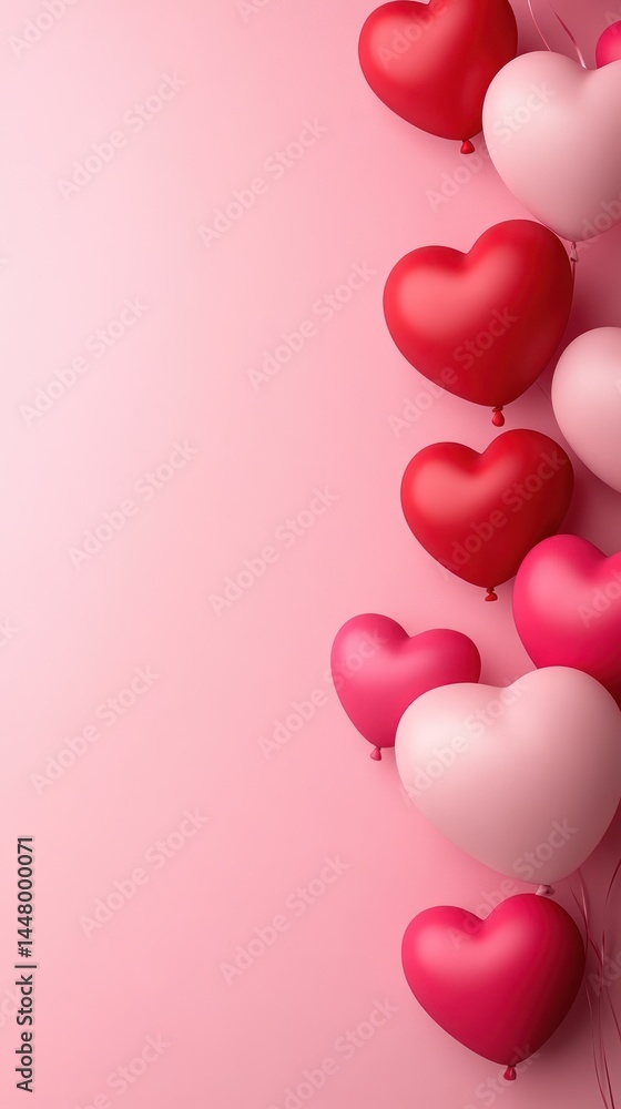 Pink background, heart balloons float (1) Pink background, heart balloons float (1)