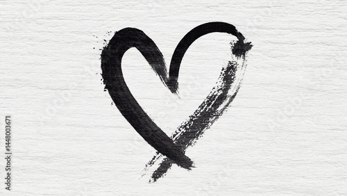 A simple hand-drawn heart design created with a brush on paper, perfect for cards, gifts or digital use