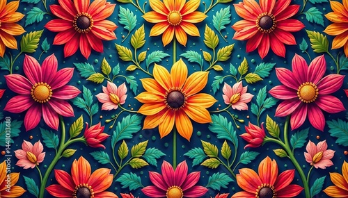 Intricate floral design, repeating seamlessly , pattern, vintage