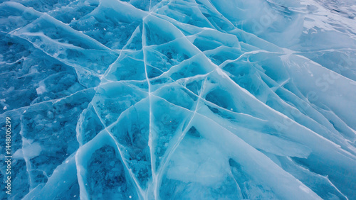 Close-up of ice on frozen lake or river