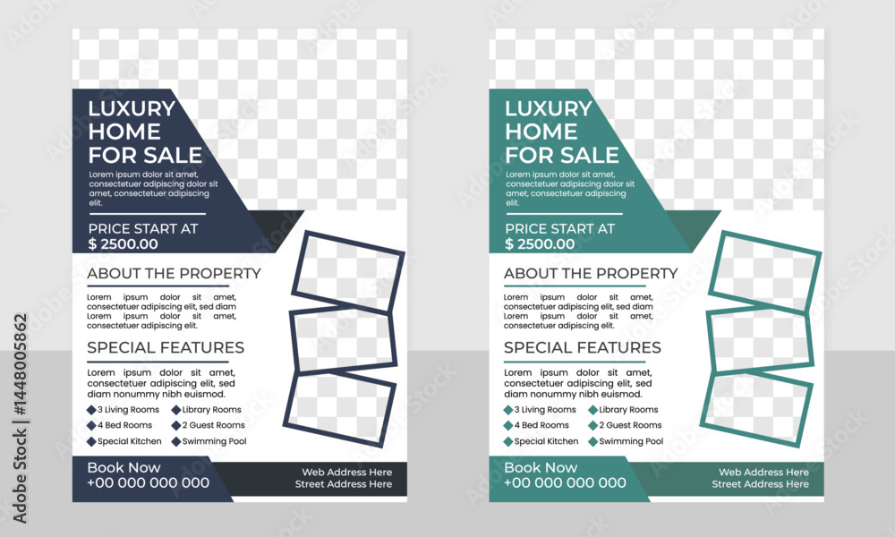 Obraz premium Modern fresh home sale real estate flyer design template