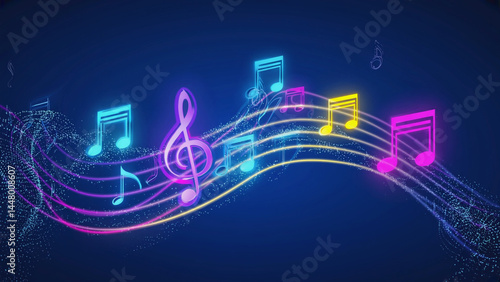 Wallpaper Mural Vector illustration of a group of musical notes on a blue background, perfect for music-related projects Torontodigital.ca