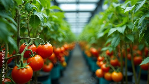 Greenhouse tomato planting scene