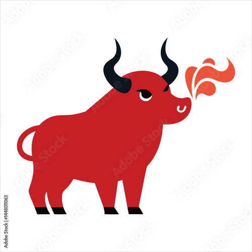 Bull with steam from nose vector illustration
