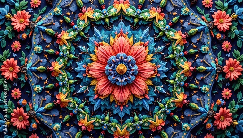 Intricate floral motif within a hexagonal grid , design, wallpaper, repeat Intricate floral motif within a hexagonal grid , design, wallpaper, repeat
