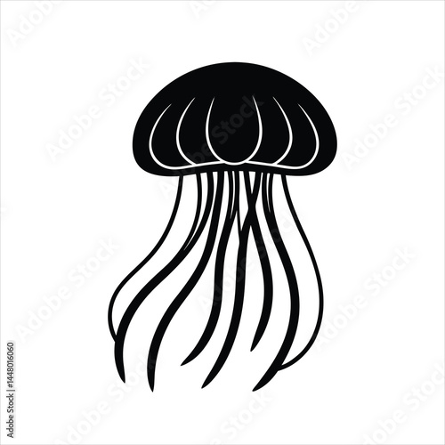 Minimal jellyfish silhouette vector illustration
