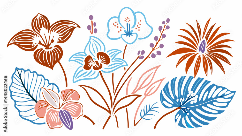 Fototapeta premium Seamless floral vector pattern with autumn leaves, a natural design element for textile decoration