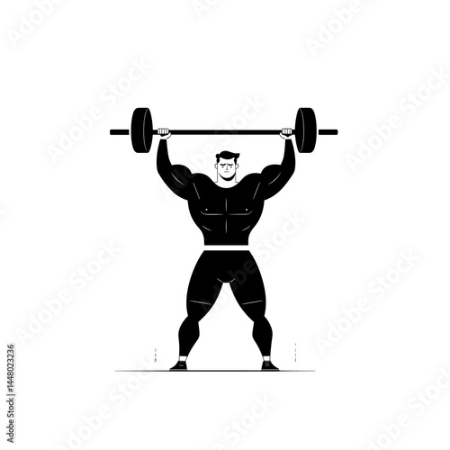 Minimalist style of a weightlifter lifting a barbell.