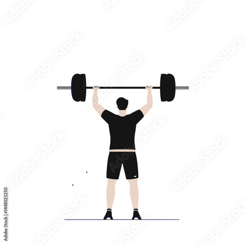 Minimalist style of a weightlifter lifting a barbell.