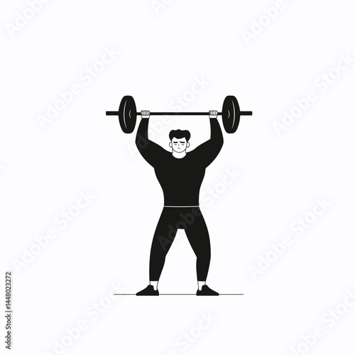 Minimalist style of a weightlifter lifting a barbell.
