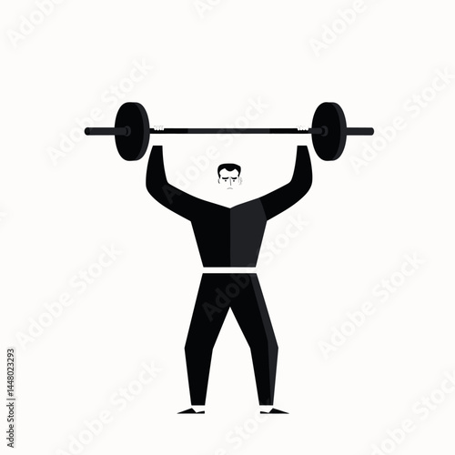 Minimalist style of a weightlifter lifting a barbell.