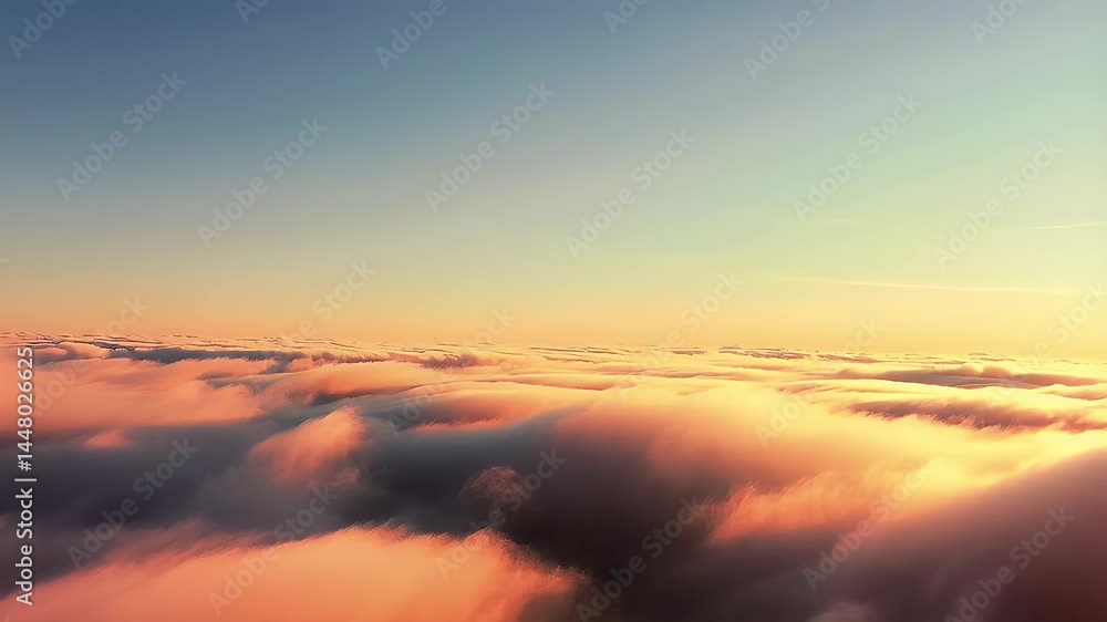 Golden Hour Above the Clouds: A Breathtaking Aerial View of a Sunset Sea of Clouds Golden Hour Above the Clouds: A Breathtaking Aerial View of a Sunset Sea of Clouds