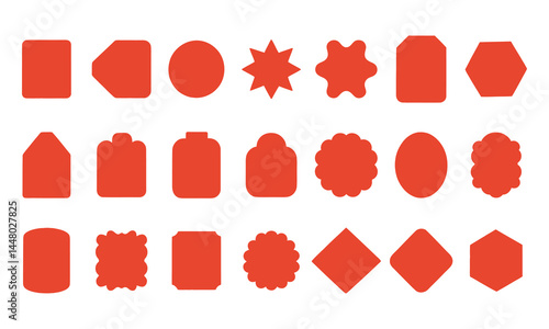 Diverse Geometric Shape Vector Collection, Empty Wavy Scallop edge Geometric shape set. Abstract Starburst ellipse Frame icon. Simple Blank Tag Stamp mark Badge